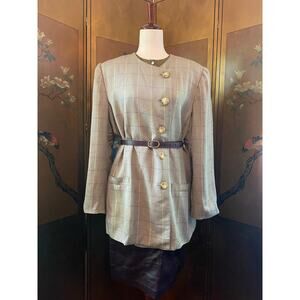 Vintage blazer with check pattern and boxy fit by Kasper, size 16